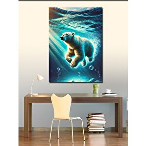 Kanvas Tablo Su Altında Kutup Ayısı 50x70 cm