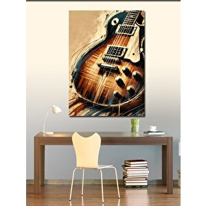 Kanvas Tablo Ahşap Elektrik Gitar 100x140 cm