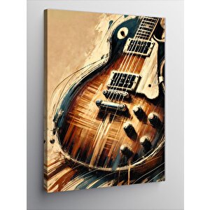 Kanvas Tablo Ahşap Elektrik Gitar 70x100 cm