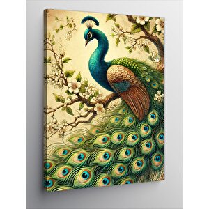 Kanvas Tablo Tavus Kuşu Çizimi 50x70 cm