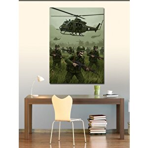 Kanvas Tablo Helikopter Ve Askeri Operasyon 100x140 cm