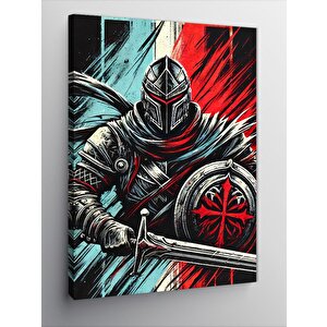 Kanvas Tablo Zırhlı Şövalye Dövüşü 70x100 cm
