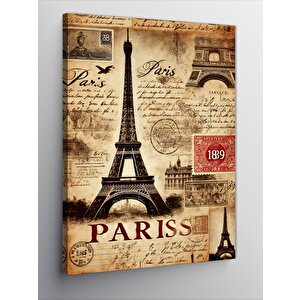 Kanvas Tablo Eiffel Kulesi Ve Paris Kartpostalı 70x100 cm