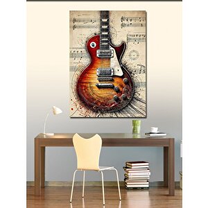 Kanvas Tablo Nota Üzerinde Klasik Gitar 70x100 cm