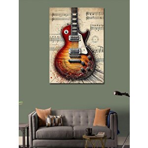 Kanvas Tablo Nota Üzerinde Klasik Gitar 70x100 cm