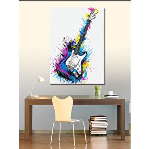 Kanvas Tablo Splash Tarzı Elektro Gitar 70x100 cm