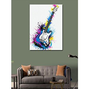 Kanvas Tablo Splash Tarzı Elektro Gitar 70x100 cm