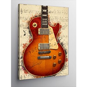Kanvas Tablo Klasik Gitar Ve Nota Çizimi 70x100 cm