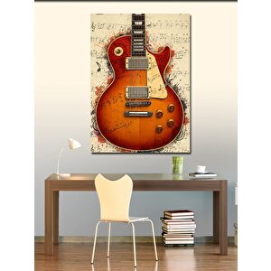 Kanvas Tablo Klasik Gitar Ve Nota Çizimi 100x140 cm