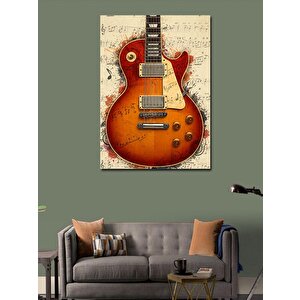 Kanvas Tablo Klasik Gitar Ve Nota Çizimi 100x140 cm