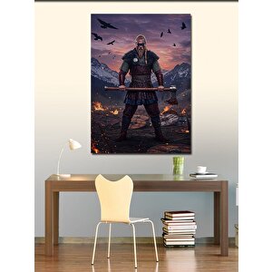 Kanvas Tablo Viking Savaşçısı Ve Dağların Gücü 100x140 cm