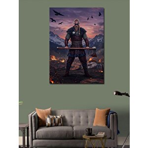 Kanvas Tablo Viking Savaşçısı Ve Dağların Gücü 100x140 cm