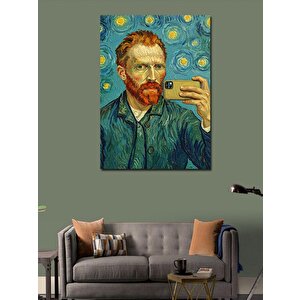Kanvas Tablo Van Gogh Ve Selfie Çizimi 70x100 cm