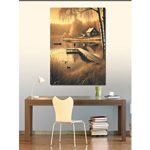 Kanvas Tablo Göl Kenarında Manzara 100x140 cm