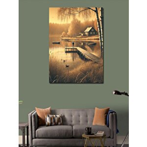 Kanvas Tablo Göl Kenarında Manzara 100x140 cm