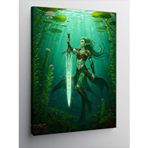 Kanvas Tablo Denizaltı Kılıçlı Savaşçı 50x70 cm