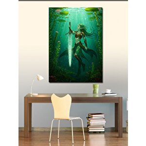Kanvas Tablo Denizaltı Kılıçlı Savaşçı 50x70 cm