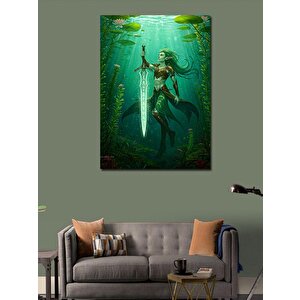 Kanvas Tablo Denizaltı Kılıçlı Savaşçı 50x70 cm