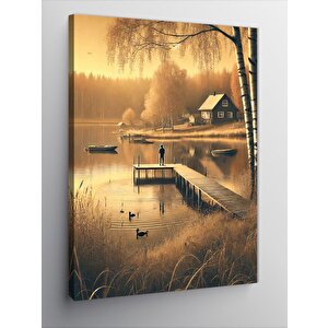 Kanvas Tablo Göl Kenarında Manzara 70x100 cm