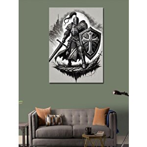 Kanvas Tablo Şövalye Ve Kalkanla Savaş 100x140 cm