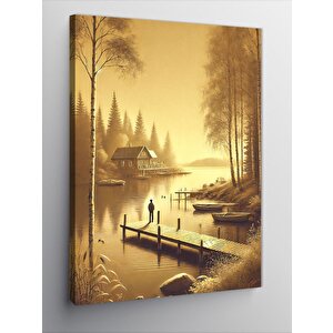 Kanvas Tablo Göl Kenarı Ve Sakinlik 100x140 cm
