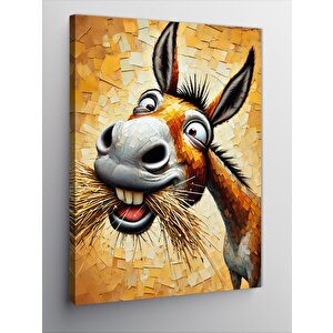 Kanvas Tablo Gülen Eşek Çizimi 100x140 cm