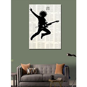 Kanvas Tablo Gazete Üzerinde Rockçı Silüeti 100x140 cm