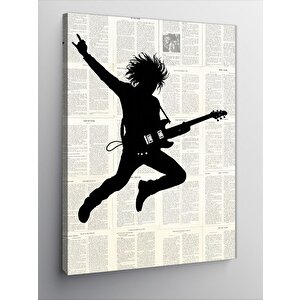 Kanvas Tablo Gazete Üzerinde Rockçı Silüeti 50x70 cm