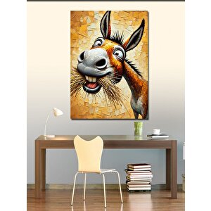 Kanvas Tablo Gülen Eşek Çizimi 50x70 cm