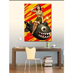 Kanvas Tablo Asker Retro Kadın 100x140 cm