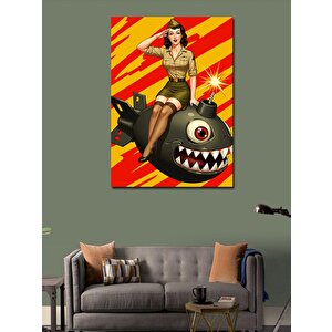 Kanvas Tablo Asker Retro Kadın 100x140 cm