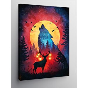 Kanvas Tablo Gece Ayışığında Geyik 100x140 cm