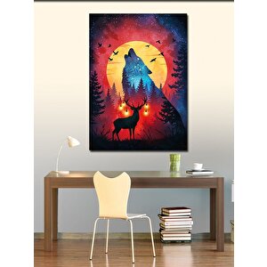 Kanvas Tablo Gece Ayışığında Geyik 100x140 cm