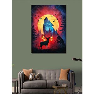 Kanvas Tablo Gece Ayışığında Geyik 100x140 cm