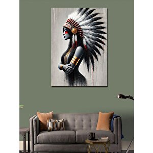 Kanvas Tablo Kızılderili Kadın Ve Savaşçı Ruh 50x70 cm
