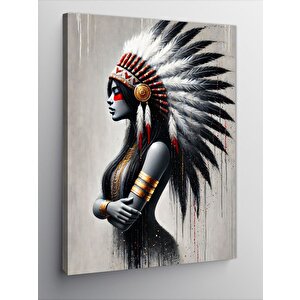 Kanvas Tablo Kızılderili Kadın Ve Savaşçı Ruh 70x100 cm