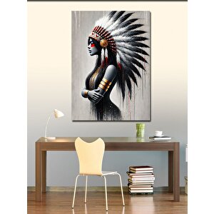 Kanvas Tablo Kızılderili Kadın Ve Savaşçı Ruh 70x100 cm