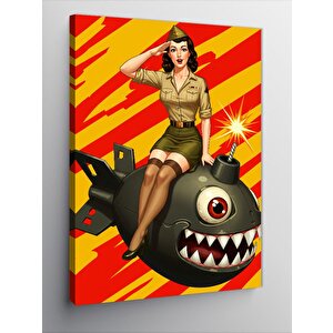 Kanvas Tablo Asker Retro Kadın 70x100 cm