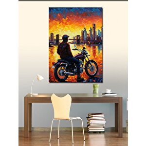 Kanvas Tablo Gün Batımında Motosiklet 70x100 cm