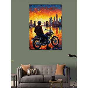 Kanvas Tablo Gün Batımında Motosiklet 70x100 cm