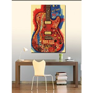 Kanvas Tablo Grafik Akustik Gitar 70x100 cm