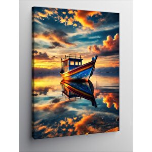 Kanvas Tablo Gün Batımında Tekne 100x140 cm