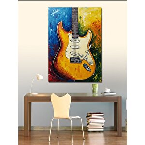 Kanvas Tablo Turuncu Elektro Gitar 100x140 cm