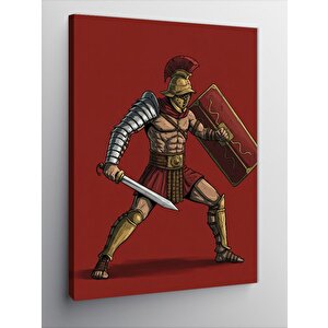 Kanvas Tablo Kalkanlı Savaşçı Heykeli 100x140 cm