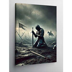 Kanvas Tablo Savaşta Diz Çöken Şövalye 50x70 cm