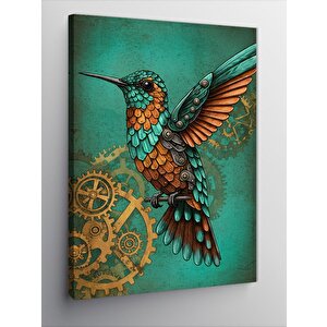 Kanvas Tablo Dişli Çarklarla Sinek Kuşu 70x100 cm