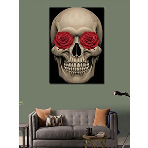 Kanvas Tablo Gül Gözlü Kafatası Ve Gotik Sanat 50x70 cm