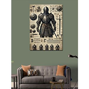 Kanvas Tablo Ortaçağ Şövalyesi Çizimi 50x70 cm