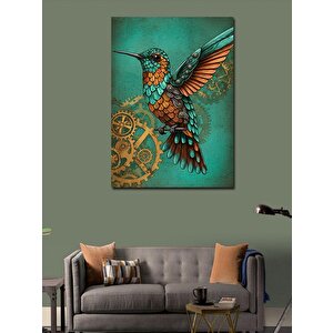 Kanvas Tablo Dişli Çarklarla Sinek Kuşu 100x140 cm