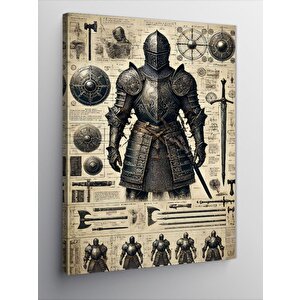 Kanvas Tablo Ortaçağ Şövalyesi Çizimi 70x100 cm